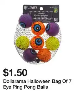 Dollarama Dollarama Halloween Bag Of 7 Eye Ping Pong Balls offer