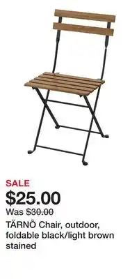 IKEA TÄRNÖ Chair, outdoor, foldable black/light brown stained offer