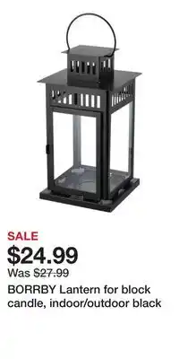 IKEA BORRBY Lantern for block candle, indoor/outdoor black offer