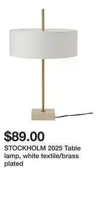 IKEA STOCKHOLM 2025 Table lamp, white textile/brass plated offer
