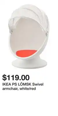 IKEA IKEA PS LÖMSK Swivel armchair, white/red offer