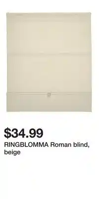 IKEA RINGBLOMMA Roman blind, beige offer