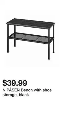 IKEA NIPÅSEN Bench with shoe storage, black offer