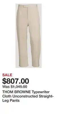 Holt Renfrew THOM BROWNE Typewriter Cloth Unconstructed Straight-Leg Pants offer