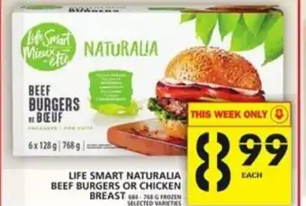 Food Basics Life Smart Naturalia Beef Burgers or Chicken Breast offer