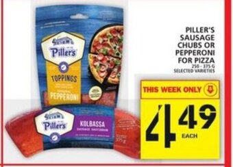 Food Basics Piller's Sausage Chubs or Pepperoni for Pizza offer