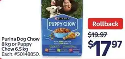 Walmart Purina Dog Chow or Puppy Chow offer