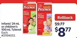 Walmart Infants' or children's Tylenol offer