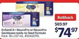 Walmart Enfamil A+ NeuroPro or NeuroPro Gentlease ready-to-feed formula offer