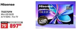 2001 Audio Video 75QD7QFM Hisense 75 Mini-LED QLED AI TV 60Hz - Fire TV offer