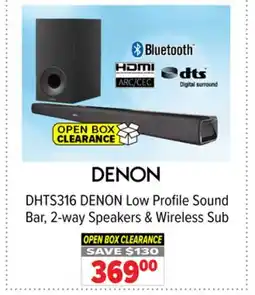 2001 Audio Video DHTS316 DENON Low Profile Sound Bar, 2-way Speakers & Wireless Sub offer