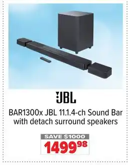 2001 Audio Video BAR1300x JBL 11.1.4-ch Sound Bar with detach surround speakers offer