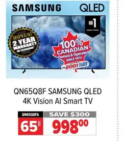 2001 Audio Video QN65Q8F SAMSUNG 65 QLED 4K Vision AI Smart TV offer