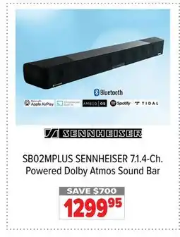 2001 Audio Video SB02MPLUS SENNHEISER 7.1.4-Ch. Powered Dolby Atmos Sound Bar offer