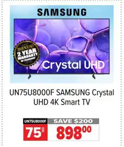 2001 Audio Video UN75U8000F 75 SAMSUNG Crystal UHD 4K Smart TV offer