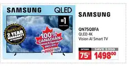 2001 Audio Video QN75Q8FA SAMSUNG 75 QLED 4K Vision Al Smart TV offer