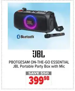 2001 Audio Video PBOTGESAM ON-THE-GO ESSENTIAL JBL Portable Party Box with Mic offer