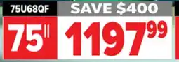 2001 Audio Video 75U68QF Hisense 75 Mini-LED tv offer