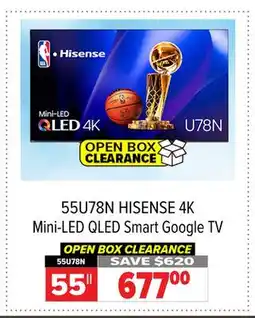 2001 Audio Video 55U78N HISENSE 55 4K Mini-LED QLED Smart Google TV offer