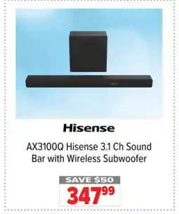 2001 Audio Video AX3100Q Hisense 3.1 Ch Sound Bar with Wireless Subwoofer offer