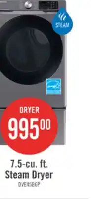 The Brick Samsung 7.5 Cu. Ft. Electric Dryer with Steam - Grey - Stackable - DVE45B6305P/AC offer
