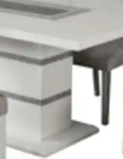 The Brick Garbo Dining Table with Glass Insert, Pedestal Base, Glam, 78.75W - White offer