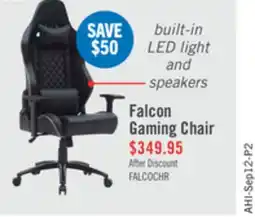 The Brick Falcon 30 Ergonomic Gaming Chair with Built-In Bluetooth Speakers & LED Lighting - Black offer