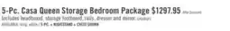 The Brick Casa 5pc Bedroom Set with Bed, Dresser & Mirror, Wood, Black - Queen Size offer