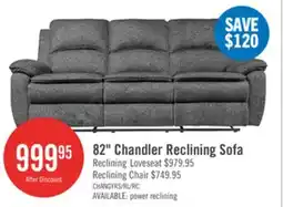 The Brick Chandler 82 Chenille Fabric Reclining Sofa - Grey offer