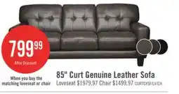 The Brick Curt 85 Genuine Leather Sofa with Button Tufting - Grey offer