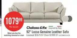 The Brick Chateau d'Ax Lusso 92 100% Genuine Leather Sofa with Wood Legs - Smoke Grey offer