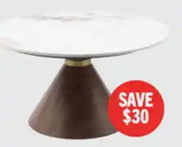 The Brick Alwin 31.5 Modern Round Coffee Table with White Sintered Stone Top - Brown offer