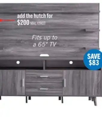 The Brick Malibu 72 Modern TV Stand with Storage and Cable Management for TVs up to 80- Distressed Grey offer
