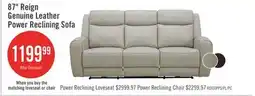 The Brick Reign 87 Top-Grain Genuine Leather Power Reclining Sofa with USB Ports - Deltona Moonshine Taupe offer