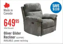 The Brick Made in Canada Oliver 40 Chenille Fabric Glider Reclining Chair - Addison Pewter Grey offer