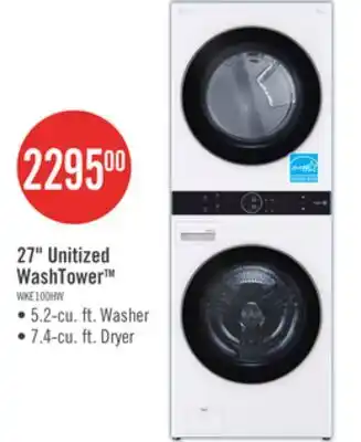 The Brick LG 5.2 Washer/7.4 Dryer Cu. Ft. Front-Load High-Efficiency Washtower - White - WKE100HWA offer