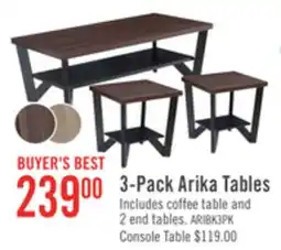 The Brick Arika 47.5 Modern 3-Pack Coffee + 2 End Tables with Shelf - Dark Walnut annd Black offer