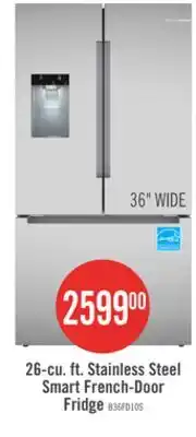 The Brick Bosch 36 26 Cu. Ft. 100 Series Smart French-Door Refrigerator - Stainless Steel - B36FD10ENS offer