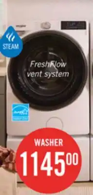 The Brick Whirlpool 5.2 Cu. Ft. Smart Front-Load Washer with FreshFlow Vent System - White - WFW5720RW offer