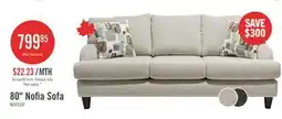 The Brick Made in Canada Nofia 80 Chenille Fabric Sofa with Two Accent Pillows and Wood Legs - Linen Beige offer