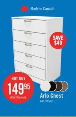 The Brick Arlo Bedroom Chest of Drawers, 5-Drawer, 23.6W x 36.2H, Made in Canada - White offer