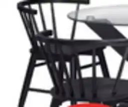 The Brick Remi 5pc Dining Set with Table & 4 Spindle-Back Chairs, Glass & Wood, 42W Round - Black & White offer