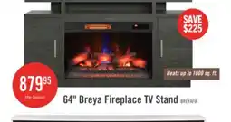 The Brick Breya 64 Modern Electric Fireplace TV Stand with Storage & USB Charging for TVs up to 70- Grey offer