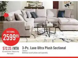 The Brick Made in Canada Luxe 3-Piece Right-Facing Fabric Sectional with Removable Cushions - Zaftig Dove Grey offer