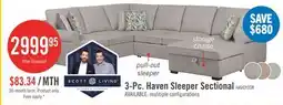 The Brick Scott Living Haven 3-Piece Right-Facing Chenille Fabric Sleeper Sectional with Storage Chaise - Grey offer
