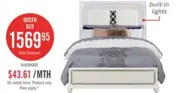 The Brick Ava Panel Bed with Headboard & Frame, LED, Glam, White - Queen Size offer