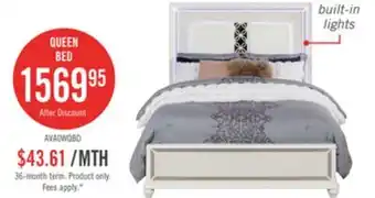The Brick Ava Panel Bed with Headboard & Frame, LED, Glam, White - Queen Size offer