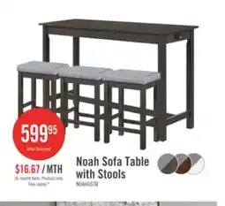The Brick Noah 60 Modern Sofa Table with 3 Counter-Height Stools and USB Ports - Grey offer