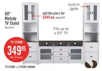 The Brick Melody 60 TV Stand with Storage and Cable Management for TVs up to 65- White offer
