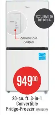The Brick Midea 20 Cu. Ft. 3-in-1 Convertible Refrigerator-Freezer - White - MRU21C7BWW offer